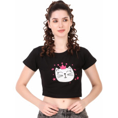 Women's Cotton Blend Graphic Print Crop T-Shirt